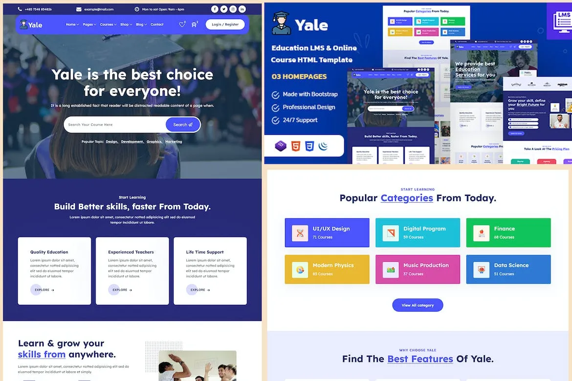 Yale – Education HTML Template